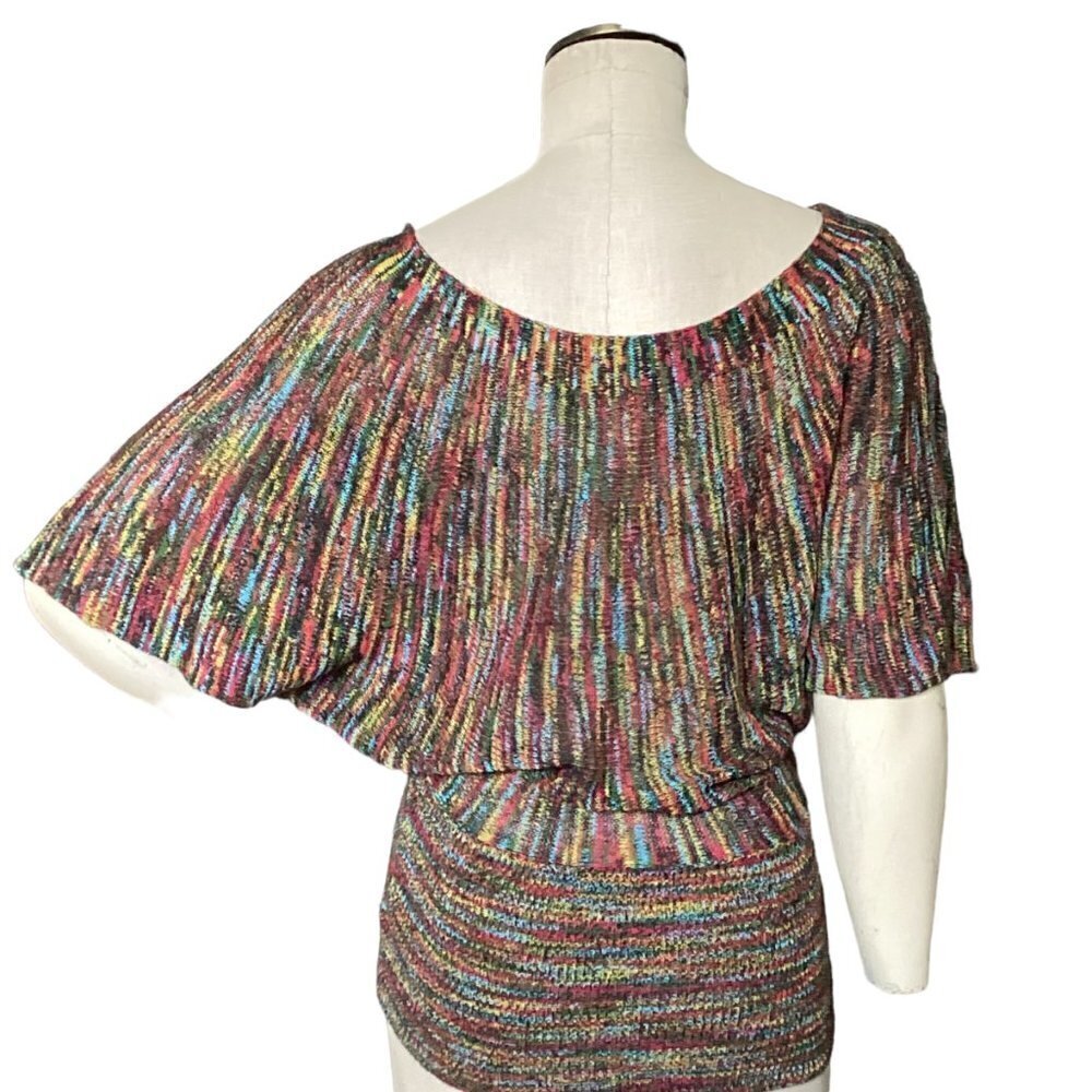 Forever 21 Multicolor Dolman Sleeve Knit‎ Top Sz M #228i - Picture 7 of 9